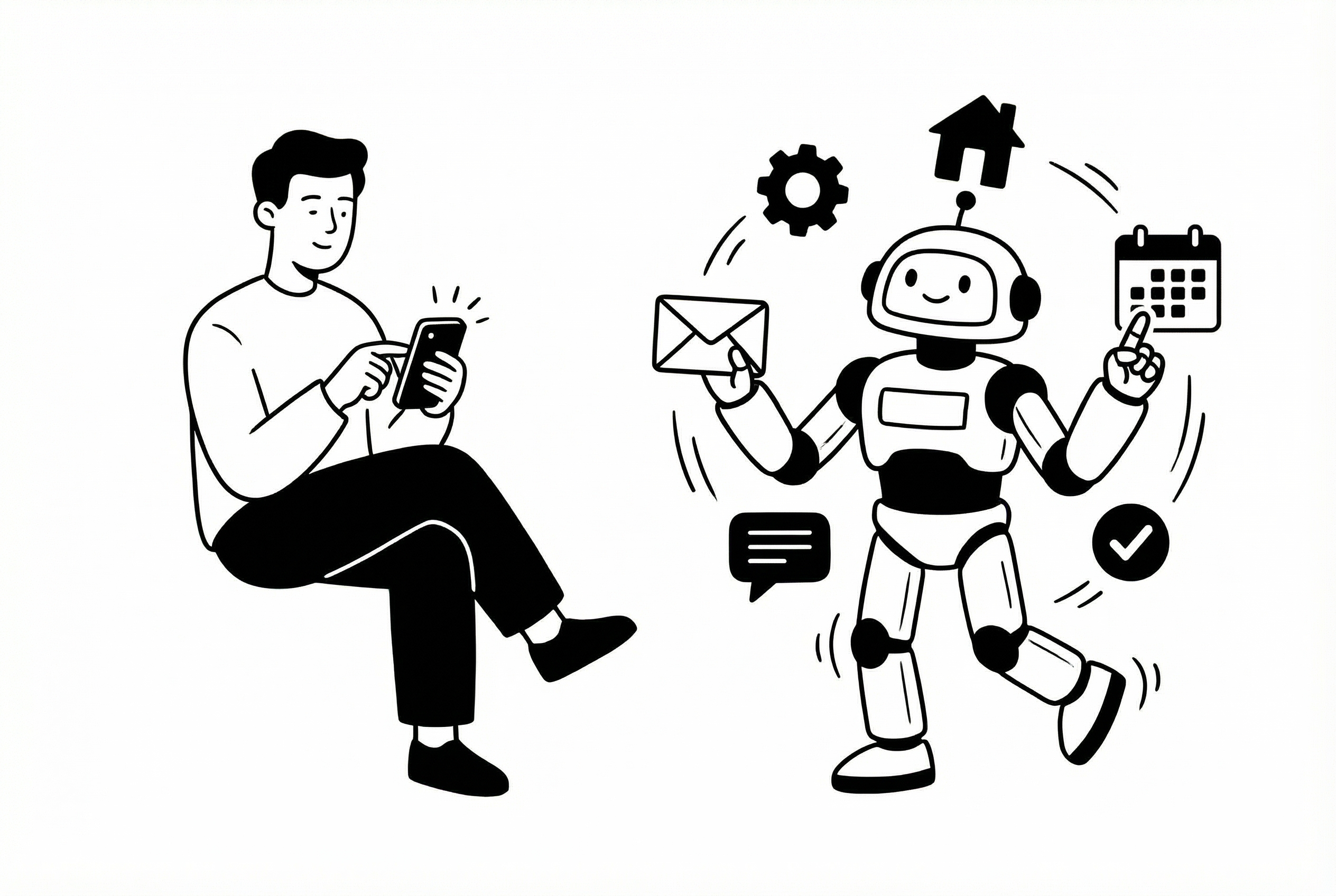 Person texting while AI assistant handles tasks